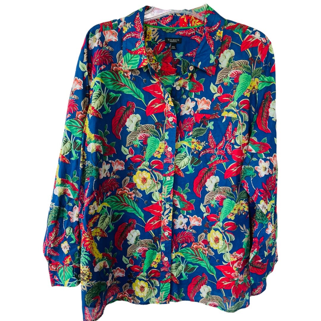 Talbots 3x/P Tropical Floral Buttondown Shirt